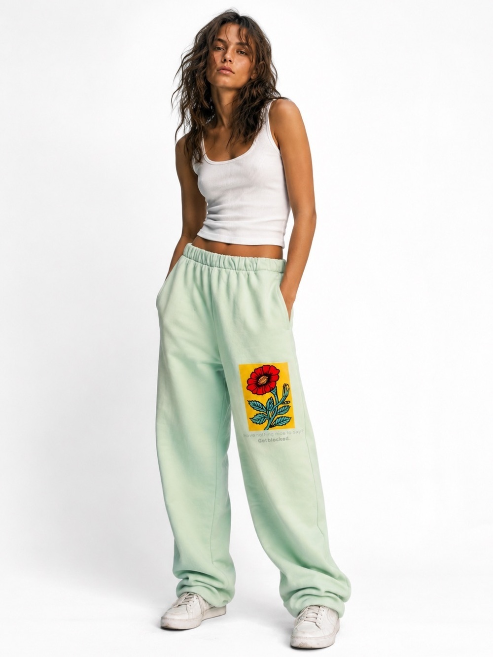 Boy Lie Mint Green Angel Graphic Sweatpants Size S NWOT
